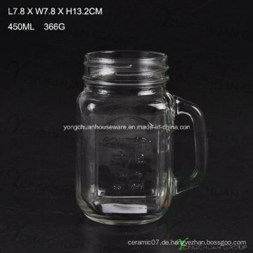 Country Style 450ml Clear mit Griff Glas Mason Gläser zum Verkauf